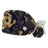 LORVIES 2 Pieces Adjustable Working Cap with Buttons and Ribbon Tie for Women Long Hair,Chinese Golden Dragon Pattern view 1