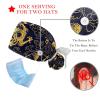 LORVIES 2 Pieces Adjustable Working Cap with Buttons and Ribbon Tie for Women Long Hair,Chinese Golden Dragon Pattern view 3