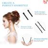 300Pcs U-Shaped Hair Pins Set for Women, Kids & Girls: 2.8IN, 2.4IN, 2IN Bobby Bun Pins with Storage Box, 2 Thick Seamless Hair Ties & 50 Elastic Hair Bands for All Hair Types, Black view 3