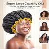 mikimini Extra Large Black Shower Caps Pack of 2 for Women and Men Thick Long Hair Braids, Reusable Waterproof Double Layers XL Bathing Hair Cap with Vibrant Yellow Edge (Black) view 2