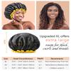 mikimini Extra Large Black Shower Caps Pack of 2 for Women and Men Thick Long Hair Braids, Reusable Waterproof Double Layers XL Bathing Hair Cap with Vibrant Yellow Edge (Black) view 3