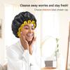 mikimini Black Shower Cap for Women, Men & Girls 1 Pack Reusable Double Layers Waterproof Bathing Shower Hat with Soft Comfortable PEVA Lining, non-fading, Stretchy Shower Cap view 4