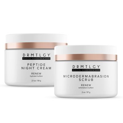 DRMTLGY Peptide Night Cream Face Moisturizer & Microdermabrasion Facial Scrub Set - Hydrating Face Moisturizer & Face Exfoliator 2 Pack