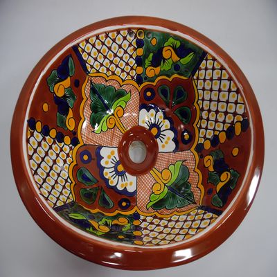 17" X 14" TALAVERA SINK drop in or undermount mexican bathroom handmade ceramic