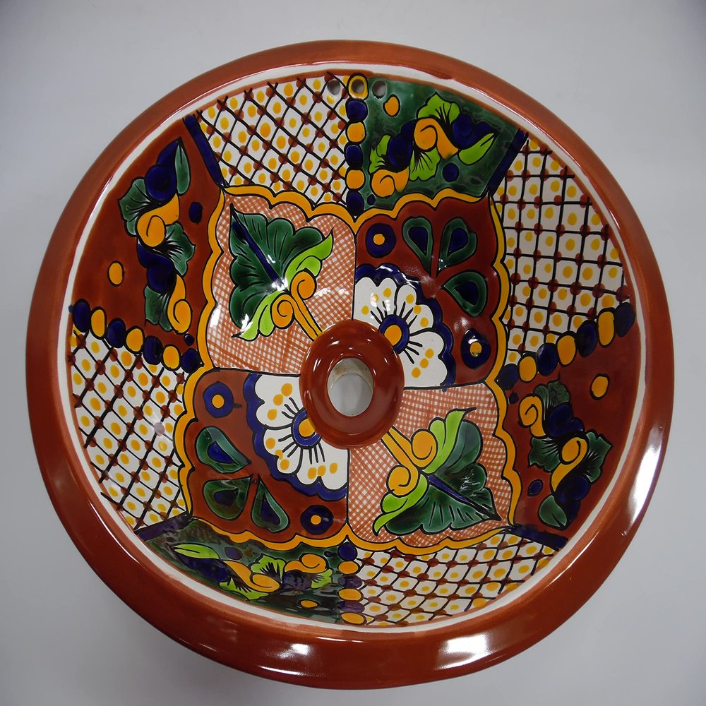 17" X 14" TALAVERA SINK drop in or undermount mexican bathroom handmade ceramic