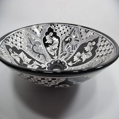17" round TALAVERA VESSEL SINK Mexican handmade ceramic bathroom basin, folk art