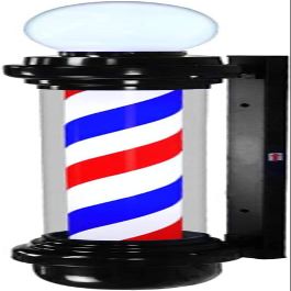 MIUXIU 35 Inch Barber Pole Light, Classic Style Hair Salon Barber Shop Open Sign, Barber Shop Rotating Black White LED Strips, IP54 Waterproof Save Energy, Wall Mount