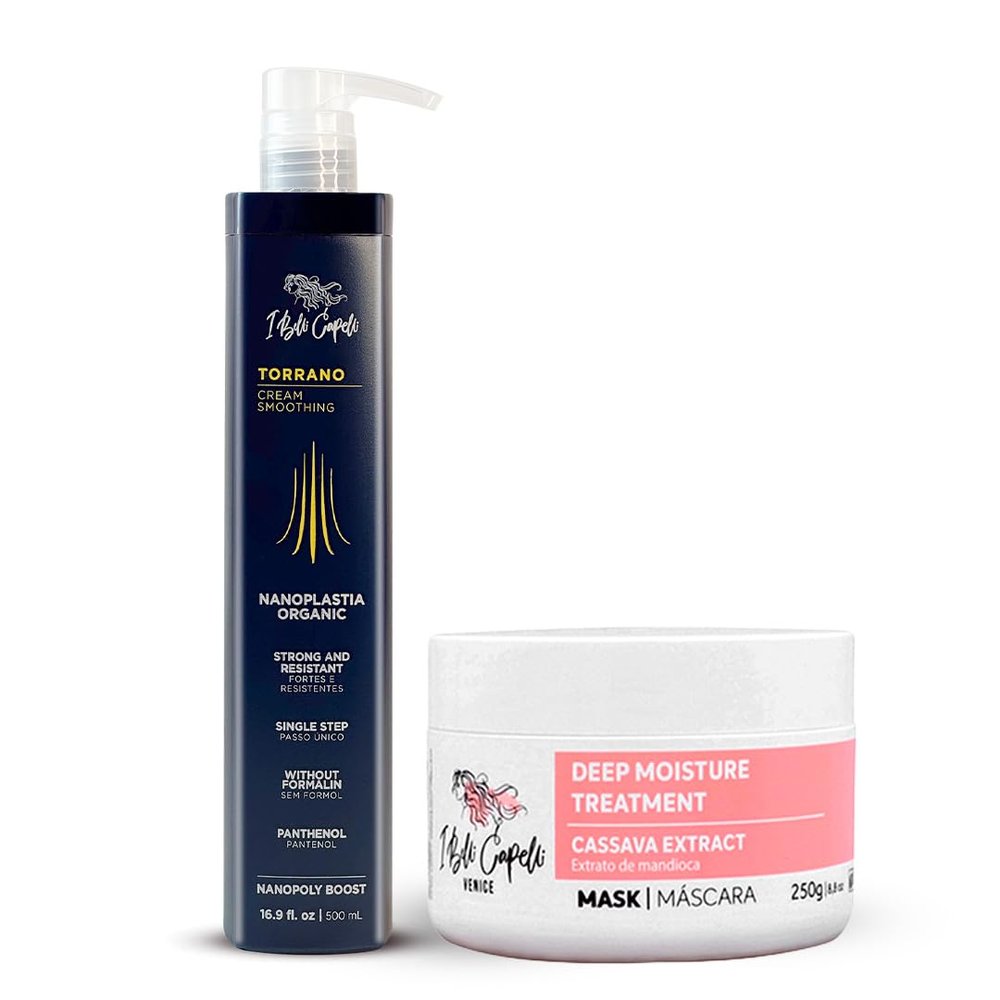 I Belli Capelli Torrano Keratin Kit, Keratin Hair Treatment Straightening in 1 Step (500ml) + Argan Oil Mask (250g)-Nanoplastia Keratina para Alisar el Pelo Sin Formol- Progressiva (2 pack)