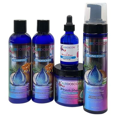 NinthAvenue Basics - Miracle Drops Collection Coconut Shampoo, Conditioner, Mask, Foam, Original Drops - Wavy, Curly, Coily Hair - Organic, No Parabens, Sulfates, Petrolatum, Mineral Oil - 5 Pcs Set