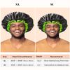mikimini Extra Large Black Shower Caps Pack of 2 for Women and Men Thick Long Hair Braids, Reusable Waterproof Double Layers XL Bathing Hair Cap with Vibrant Green Edge (Black) view 2