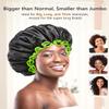 mikimini Extra Large Black Shower Caps Pack of 2 for Women and Men Thick Long Hair Braids, Reusable Waterproof Double Layers XL Bathing Hair Cap with Vibrant Green Edge (Black) view 3