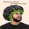mikimini Extra Large Black Shower Caps Pack of 2 for Women and Men Thick Long Hair Braids, Reusable Waterproof Double Layers XL Bathing Hair Cap with Vibrant Green Edge (Black) view 4