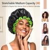 mikimini Black Shower Cap for Women, Men & Girls, 1 Pack, Reusable Double Layers Waterproof Bathing Shower Hat with Soft Comfortable PEVA Lining, Non-fading, Stretchy Shower Cap view 2