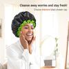 mikimini Black Shower Cap for Women, Men & Girls, 1 Pack, Reusable Double Layers Waterproof Bathing Shower Hat with Soft Comfortable PEVA Lining, Non-fading, Stretchy Shower Cap view 4