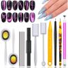 XEAOHESY 10 Pieces Nail Magnet Tool Set Double-Head Flower Design Multi-Function Magnet Board Magnet Stick Nail Magnet Pens Animal Eye Magnetic Plate 3D Magnetic for Cat Eye Gel Polish Nail Art view 1