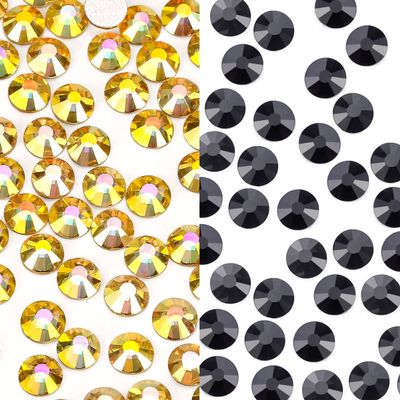 1440Pcs Crystal Rhinestones for Nail Face Makeup Art Crafts Clothes Decoration -(SS8,2.4mm, Metallic Sunshine and SS8,2.4mm,Black)