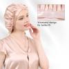 100% Mulberry Silk Bonnet for Sleeping Women, Natural Night Hair Wrap with Elastic Stay& Tie Band On Head for Hair Care Short Long Curly Hair view 3