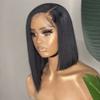 Anlimer Asymmetrical Side Part Blunt Cut 13x4 Lace Front Wig Human Hair Bob Wigs Glueless Pre Plucked With Baby Hair Lace Closure Bob Remy Hair Wig for Black Women Silk Base Lace Frontal Wig Natural Color (8, 4x4 Silk Base Lace Wig 180 Density) view 2