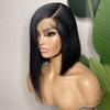 Anlimer Asymmetrical Side Part Blunt Cut 13x4 Lace Front Wig Human Hair Bob Wigs Glueless Pre Plucked With Baby Hair Lace Closure Bob Remy Hair Wig for Black Women Silk Base Lace Frontal Wig Natural Color (8, 4x4 Silk Base Lace Wig 180 Density) view 3