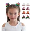 Summer Crystal 4 Pairs Sequins Cat Ears Kitty Ears Hair Clips - For Girls and Women - Stylish Hair Accessory for Birthdays, Costumes, Halloween, Holidays, and Parties (4Pairs BFFP) view 1