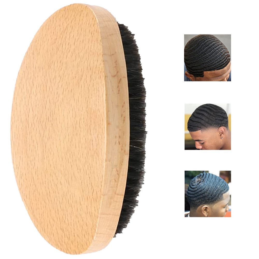LexRory Hair Brush - Medium Hard 360 Wave Brush for Men - Beech Wood Handle, Boar Bristle, Wavy Hair, Hair Styling Brush for Black Hair, Beard Brushes (Yellow, 5x2.76x1.40 inches, 100g)