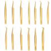 Swiss Quality Eyelash Extension Tweezers Russian Volume Golden Color Japanese Steel (Long Curved) view 1