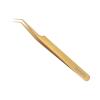 Swiss Quality Eyelash Extension Tweezers Russian Volume Golden Color Japanese Steel (Long Curved) view 3