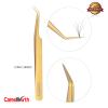 Swiss Quality Eyelash Extension Tweezers Russian Volume Golden Color Japanese Steel (Long Curved) view 4