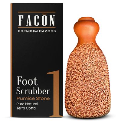Facn Pumice Stone for Feet Callus Remover - Terra-Cotta Foot Scrubber with 2 Sides, 100% Pure Natural Foot Pumice Stone, Pedicure Pumice Stone Scrubber, Foot Exfoliator, Removes Calluses & Dead Skin
