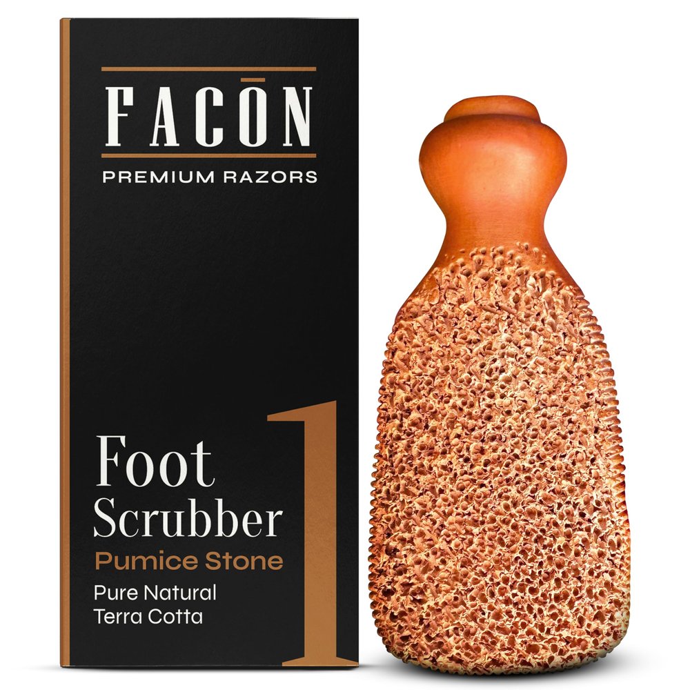Facn Pumice Stone for Feet Callus Remover - Terra-Cotta Foot Scrubber with 2 Sides, 100% Pure Natural Foot Pumice Stone, Pedicure Pumice Stone Scrubber, Foot Exfoliator, Removes Calluses & Dead Skin