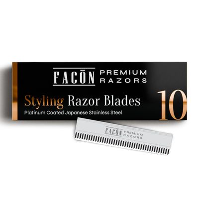 Facn Professional Hair Razor Comb Replacement Blades, Styling Razor Blades for Thinning Texturizing Layering Cutting Hair, Premium Platinum Japanese Stainless Steel for Split Ends Trimming - 10 Count