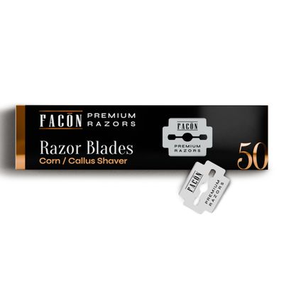 50 Facn Professional Callus Shaver Replacement Blades, Corn Plane Razor Blades for Callus Removal, Premium Platinum Japanese Stainless Steel, Pedicure Razor Blades Remove Calluses, Corns & Rough Skin
