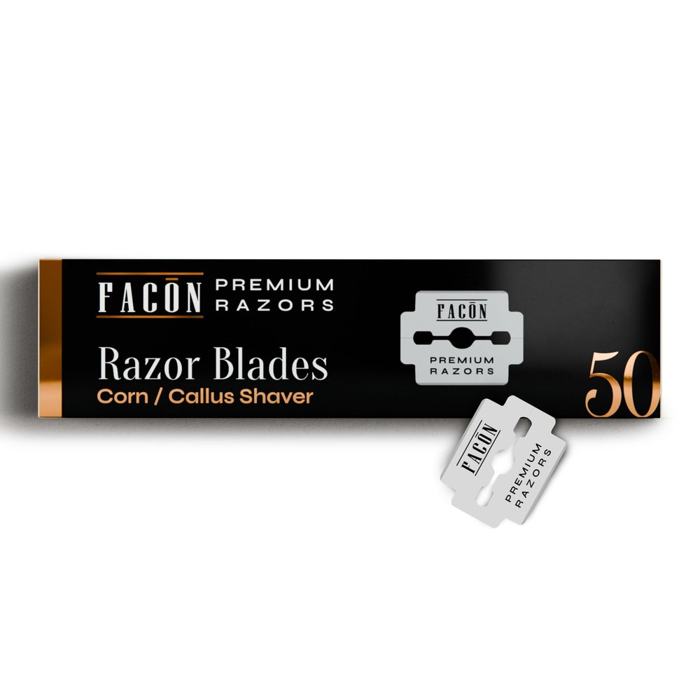 50 Facn Professional Callus Shaver Replacement Blades, Corn Plane Razor Blades for Callus Removal, Premium Platinum Japanese Stainless Steel, Pedicure Razor Blades Remove Calluses, Corns & Rough Skin
