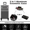 CAMORSA 3 In 1 Professional Rolling Makeup Train Case, Cosmetic Trolley Beauty Organizer Large Capacity with Keys, Makeup Train Case with Wheels Black view 2