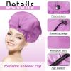 Eurzom 4 Pcs Large Shower Cap for Braids Extra Long Shower Cap for Women Long Hair Locs Foldable Waterproof Reusable XL Hair Bonnets for Dreadlocks Drawstring Bath Caps(Pink, Blue, Green, Purple) view 2