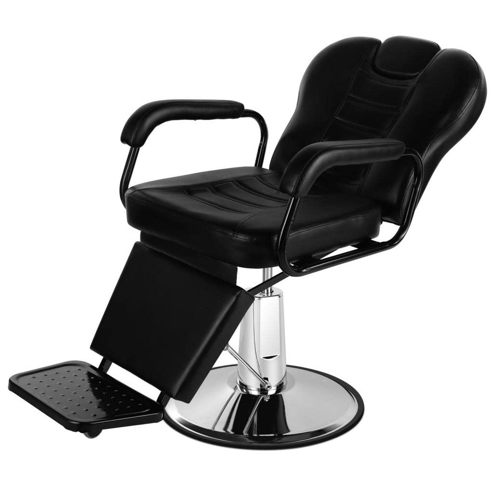 Artist hand Reclining Barber Chairs, Heavy Duty Salon Chair Shampoo Chair, Comfortable Wide Seat with Headrest and Footrest, Beauty Salon Equipment for Barber Shop Cosmetology, Max Load 400 LBS Black