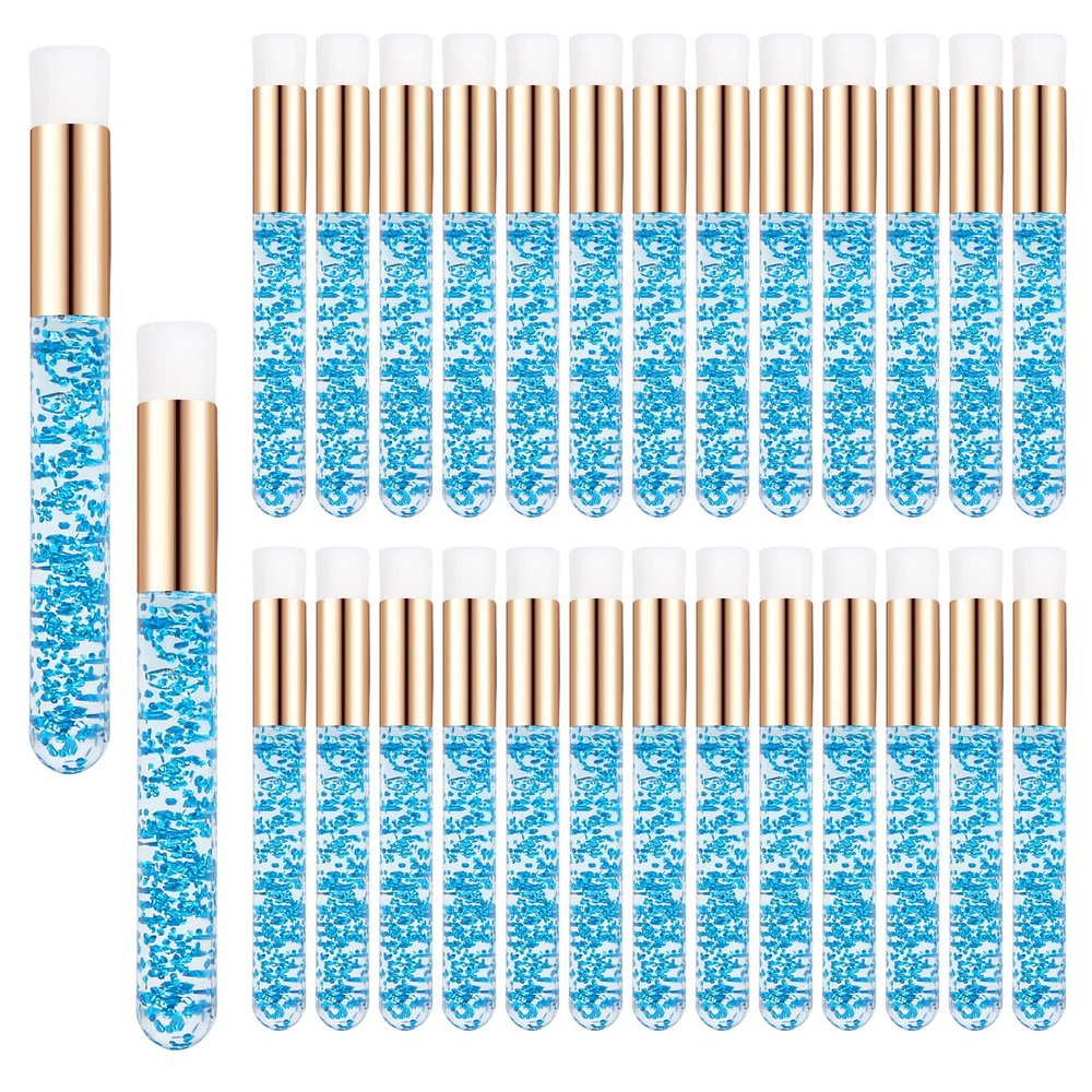 30 Pcs Crystal Lash Shampoo Brushes- Eyelash Cleaning Brush Soft Makeup Brushes for Eyelash Extensions Cleansing,Nose Pore Deep Cleaning Brush(Blue)