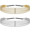 ANCIRS 2 Pack Multi Layered Elastic Headband for Women, Adjustable Rhinestone Bridal Headpieces, Stretchy Jewelry Hair Bands Accessories for Girls- Gold & Silver view 1