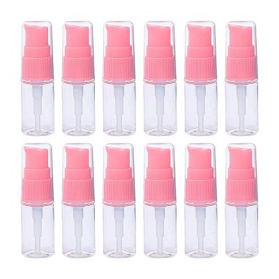 12Pcs 10ml/0.34oz Clear Lotion Pump Bottle with Pink Press Pump Head Empty Refillable Travel Bottles Toiletries Liquid Container Vials for Cosmetic Makeup Shampoo Shower Gel
