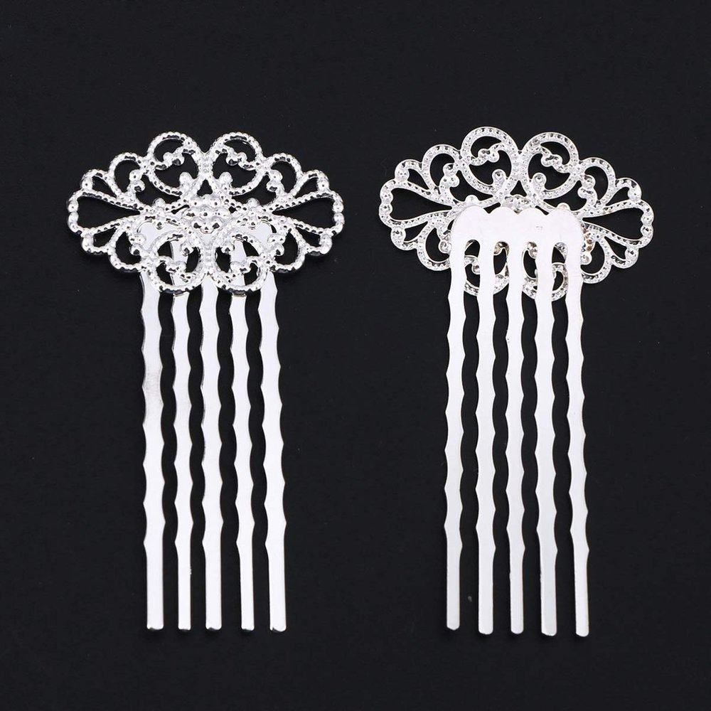 KALLORY 10pcs Silver Flower Inserted Hair Combs for Women Elegant Hair Accessories for Weddings Dances and Daily Wear Stylish Women Headdress for Enhanced Hairstyling