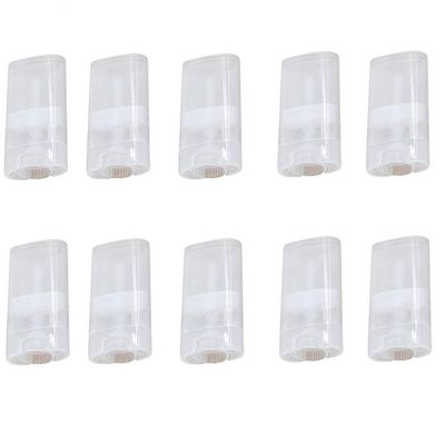 10Pcs 15ml Clear Empty Plastic Oval Deodorant Containers Lip Balm Tubes for DIY Lip Balm Lipstick Crayon Homemade Aromatherapy