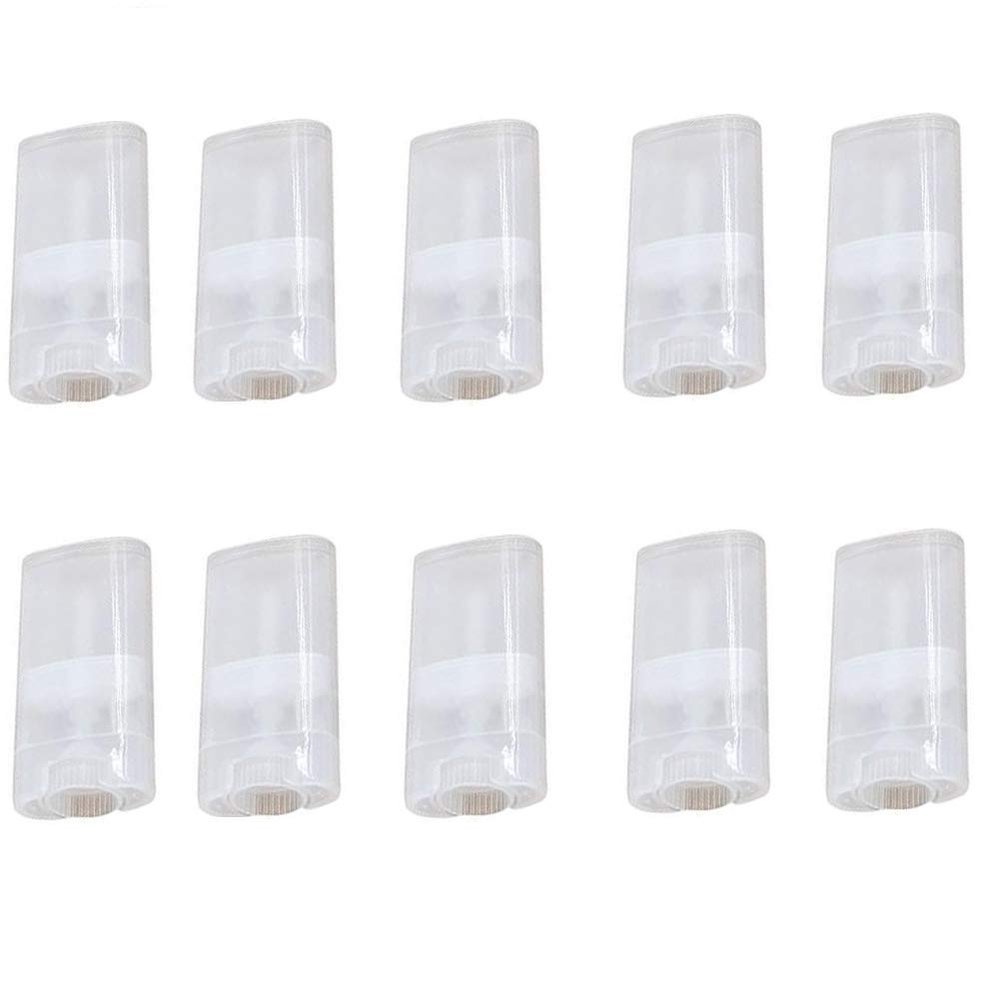 10Pcs 15ml Clear Empty Plastic Oval Deodorant Containers Lip Balm Tubes for DIY Lip Balm Lipstick Crayon Homemade Aromatherapy