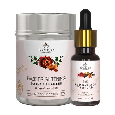 Admart The Tribe Concepts Face Brightening Kit for Deeply Hydrating Even Toned Glow, 100% Chemical Free & Natural (Tin Packing)