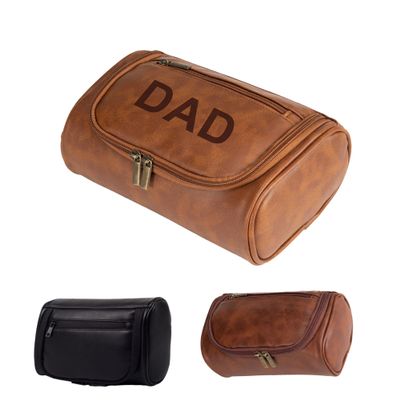 JINLIN Personalized Toiletry Bag Rustic Leather Travel Organizer, Handcrafted Travel Bag Gift for Father Groomsmen Husband Boyfriend
