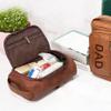 JINLIN Personalized Toiletry Bag Rustic Leather Travel Organizer, Handcrafted Travel Bag Gift for Father Groomsmen Husband Boyfriend view 3