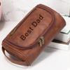 JINLIN Personalized Toiletry Bag Rustic Leather Travel Organizer, Handcrafted Travel Bag Gift for Father Groomsmen Husband Boyfriend view 2