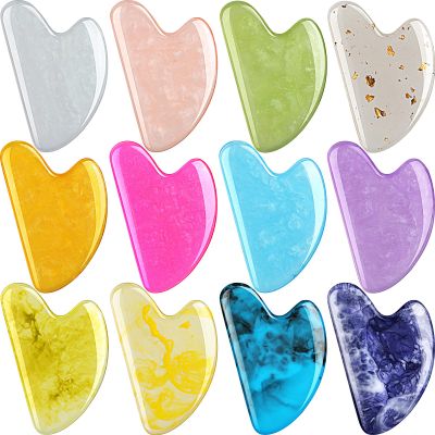 Nuogo 12 Pack Gua Sha Massage Tool Guasha Board Heart Shaped Gua Sha Facial Tools for Women Skin Care Face Body Relieve Muscle Tensions Reduce Puffiness, 12 Colors