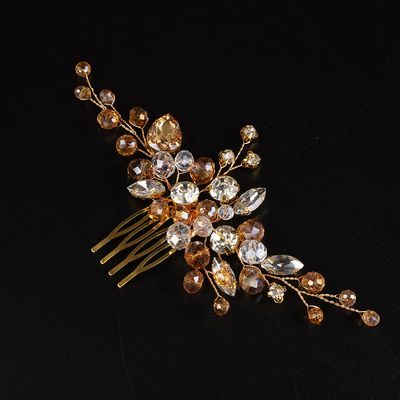JWICOS Crystal Bride Wedding Hair Comb Rhinestone Bridal Hair Clip Glitter Wedding Hair Accessories for Women and Girls (Champagne)