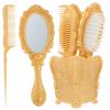 Minkissy Womens Wallet Vintage Handheld Mirror Comb Set Wide Tooth Comb Detangling Hair Brush Rat Tail Comb (Golden) Hair Care view 1