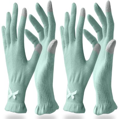 Evridwear Beauty Cotton Gloves with Touchscreen Fingers for SPA, Eczema, Dry Hands, Hand Care, Day and Night Moisturizing, (2 Pair L/XL, Feather Weight Mint Green Color)